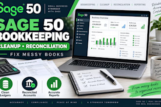 cleanup sage 50 bookkeeping reconcile accounts and fix messy book transactions