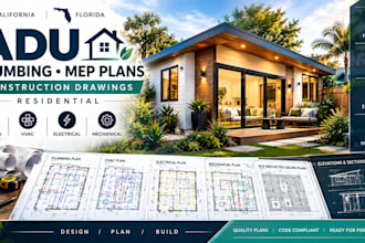 create california florida adu plumbing mep plans construction drawings