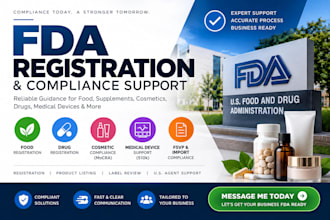 do fda registration, US agent, product listing, mocra compliance, label review