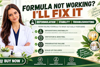 fix and reformulate cosmetic formula, skincare stability fix, formula correction