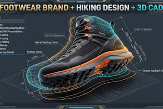 become your footwear brand industrial designer hiking footwear brand 3d cad mode