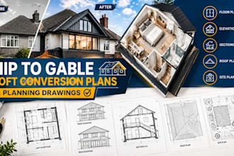 create hip to gable loft conversion plans and planning drawings for applications