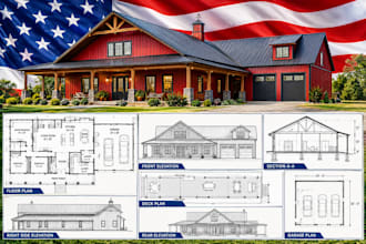 draw barndominium architect plan, pole barn, metal building permit drawing ny ca