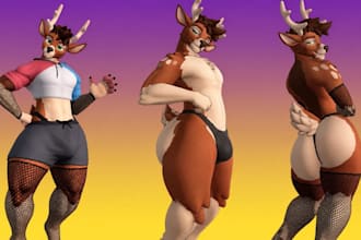 furry avatar, anime furry, fursona avatar, vrc furry, furry nsfw, 3d model, vrm