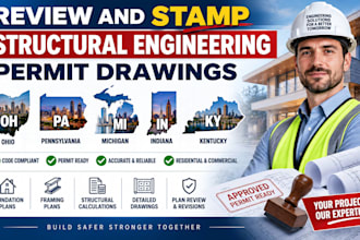 review and stamp structural engineering permit drawings for oh pa mi in ky