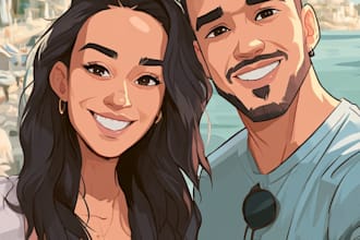 couple portrait wedding portrait illustration