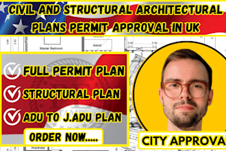 do city permit  drawings approval, house plan , foundation plan, site pla in UK