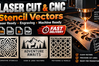 create laser cut, engraving, cnc, machine ready, and laser ready stencil vectors
