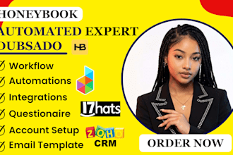setup  honeybook automation , workflow, dubsado, 17 hats, honeybook, automation