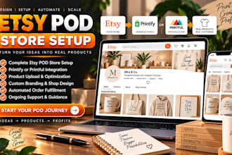 setup and design etsy store digital products print on demand etsy SEO listing