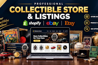 setup shopify ebay etsy collectible product store manage product listings