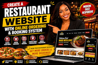create a restaurant website with online ordering and booking system