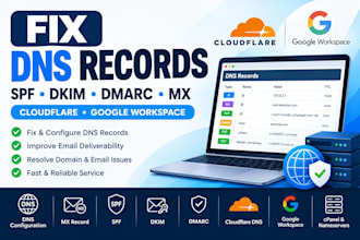 fix dns records, spf, dkim, dmarc, mx and cloudflare dns
