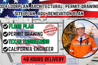 city permit blueprints architect for floor plan, adu, garage, deck, patio, shed