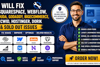 fix squarespace webflow duda godaddy bigecommerce ecwid hostinger dorik sold out