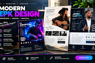 design modern electronic press kit for djs speaker and musician brand press kit