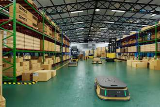 render 2d, 3d warehouse, industrial building, factory layout, facility design