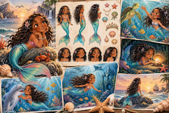 create mermaid characters for childrens storybooks