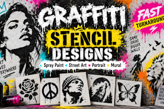 create graffiti, spray paint, street art, portrait, and mural stencil designs