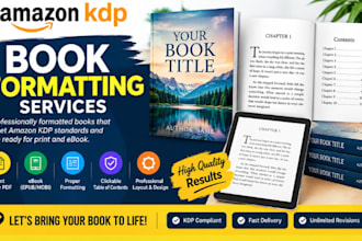 do professional book formatting for amazon KDP, ebook and paper back