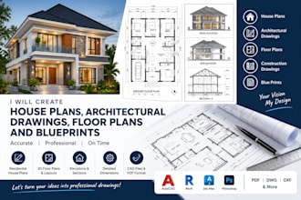 create house plans, architectural drawings, floor plans and blueprints
