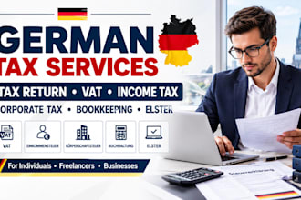 o german tax return, vat, income tax, corporate tax,  bookkeeping for businesses