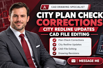 city plan check corrections, city redline updates, cad file editing