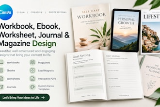 canva workbook design canva ebook worksheet design, magazines, journal design