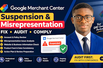 fix google merchant center suspension and merchant misrepresentation issues