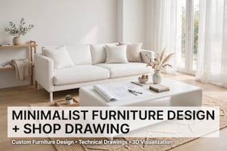 design modern minimalist furniture 3d modeling and shop drawing