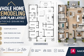 create whole home remodeling floor plan layout autocaddrawing