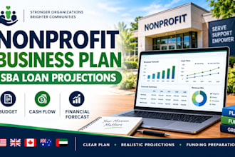 build nonprofit business plan, sba loan projections, budget and cash flow model