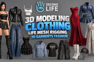 create secondlife 3d modeling clothing life mesh rigging 3d garments fashion