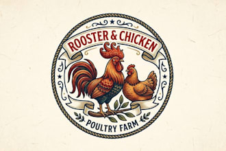 create a custom rooster crest and chicken logo