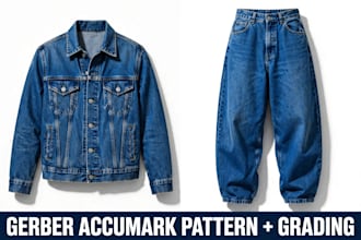 make denim trucker jacket or pant in gerber accumark v14