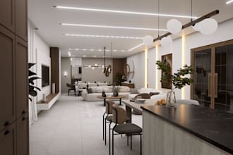 help you with modern open plan kitchen living dining room, functional kids room