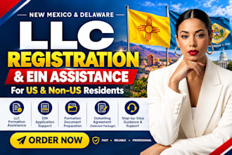 register new mexico or delaware llc and obtain ein for us and non us resident