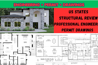 provide USA structural engineering review, permit drawings, stamp ca fl tx nc ge