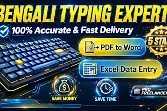 do fast bengali typing and excel data entry work