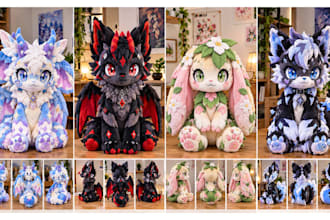 create custom plush toy cute plushies stuffed animal oc character crochet kawaii