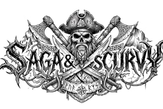 create pirate metal, viking metal l logo