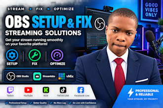 setup or fix obs studio streamlabs vmix twitch youtube kick tiktok live