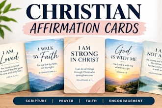 design christian affirmation cards, scripture cards and prayer journal