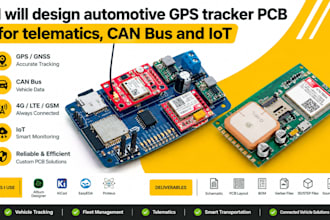 design automotive gps tracker pcb for telematics, can bus and iot