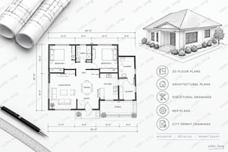 do autocad 2d floor plan, 3d floor plan design and architectural 3d rendering