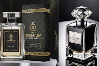 design luxury cosmetic, logo and perfume packaging with custom label