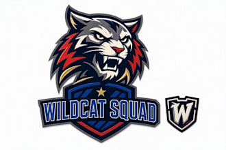 create wildcat squad sport mascot logo  design for any of your business