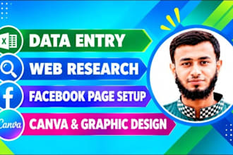 do data entry web research canva design