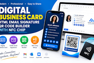 do digital business card, html email signature, qr code builder with nfc chip