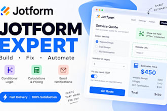 build or fix jotform with conditional logic and calculations